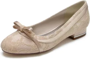 Women's Flats Slip On Floral Ballet Flat Comfortable Lace Flats Closed Prom Evening Bridal Party Dress Shoes