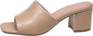 Women's Heeled Sandals Square Open Toe comfortable Heeled Mules Chunky Block Low Heel On Slides