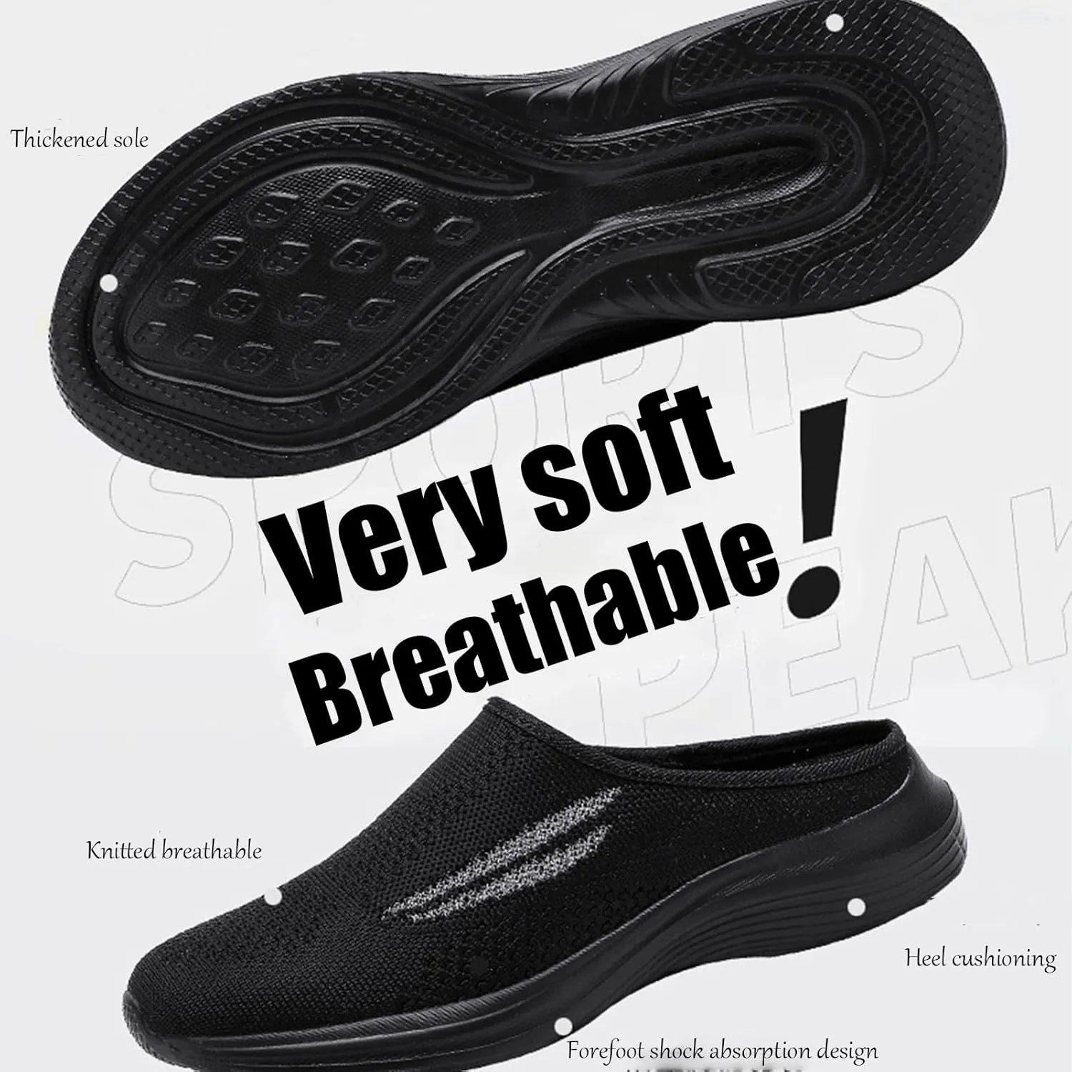 Women's Knitted Wedge Orthopedic Mule Clogs,Comfortable Mesh Soft Platform Lightweight Breathable Closed Toe Slingback Sneakers Sandals with Arch Support for Plantar Fasciitis