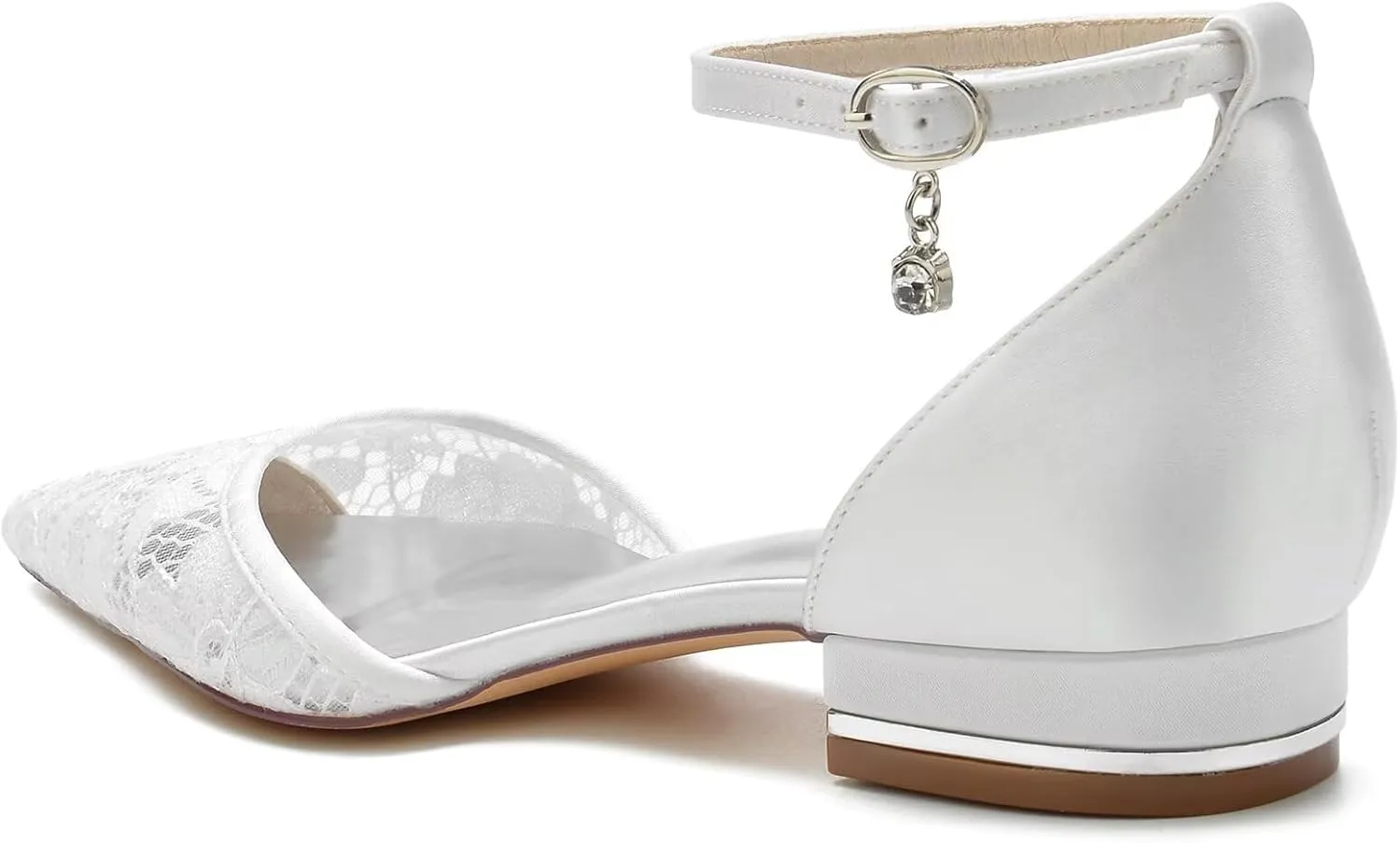 Women's Lace Ivory Flat Wedding Shoes for Bride Pointed Toe Comfortable Bridal Dress Bridesmaid Shoes