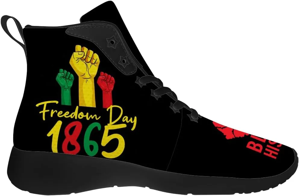 Women's Men's Juneteenth Shoes High Top Sneakers Walking Shoes Gifts for Boyfriend Girlfriend