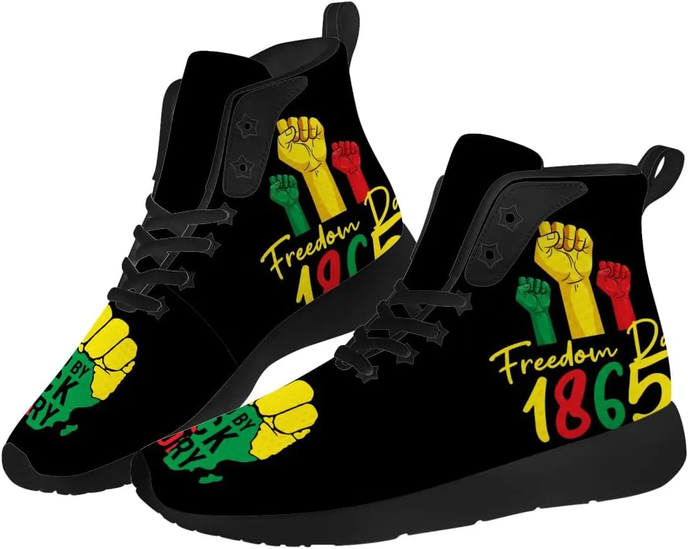 Women's Men's Juneteenth Shoes High Top Sneakers Walking Shoes Gifts for Boyfriend Girlfriend