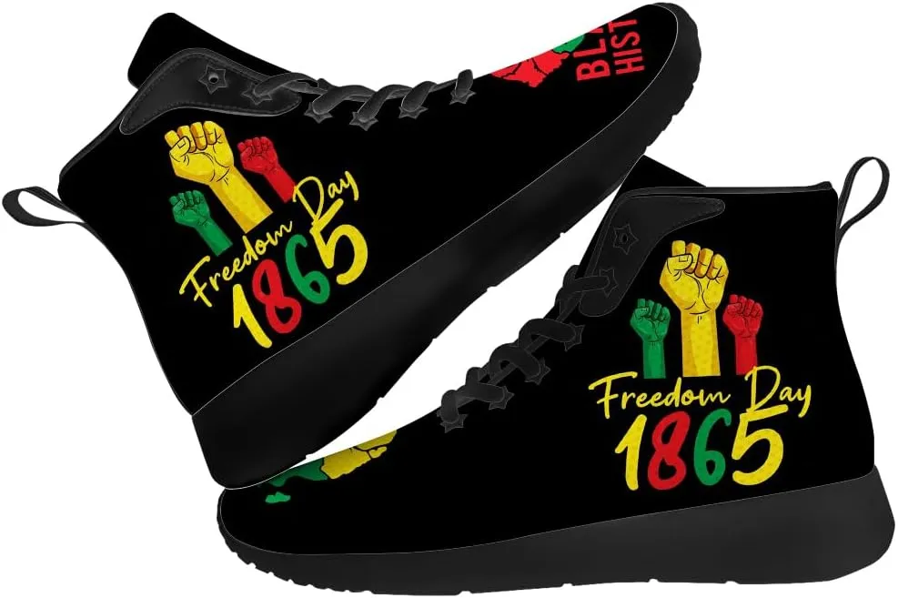 Women's Men's Juneteenth Shoes High Top Sneakers Walking Shoes Gifts for Boyfriend Girlfriend