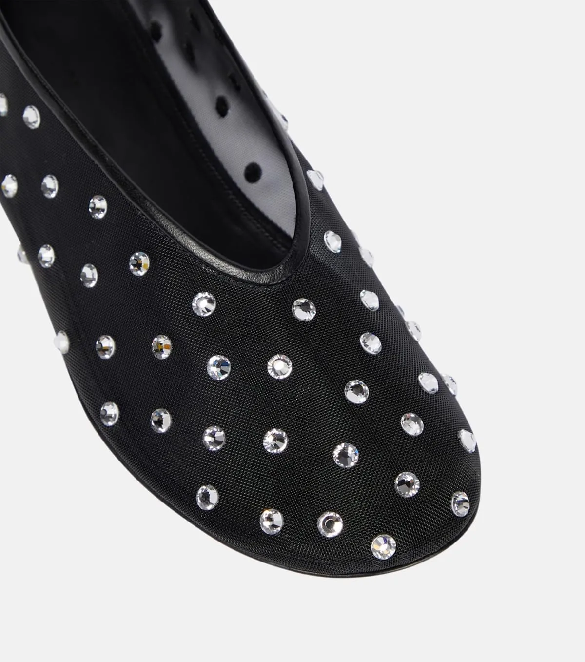 Women's Mesh Ballet Flat Shoes with Glitter Rhinestone Crystal Ballerina Flats Closed Square Toe Comfortable Casual Dress Mary Jane Shoes Ladies