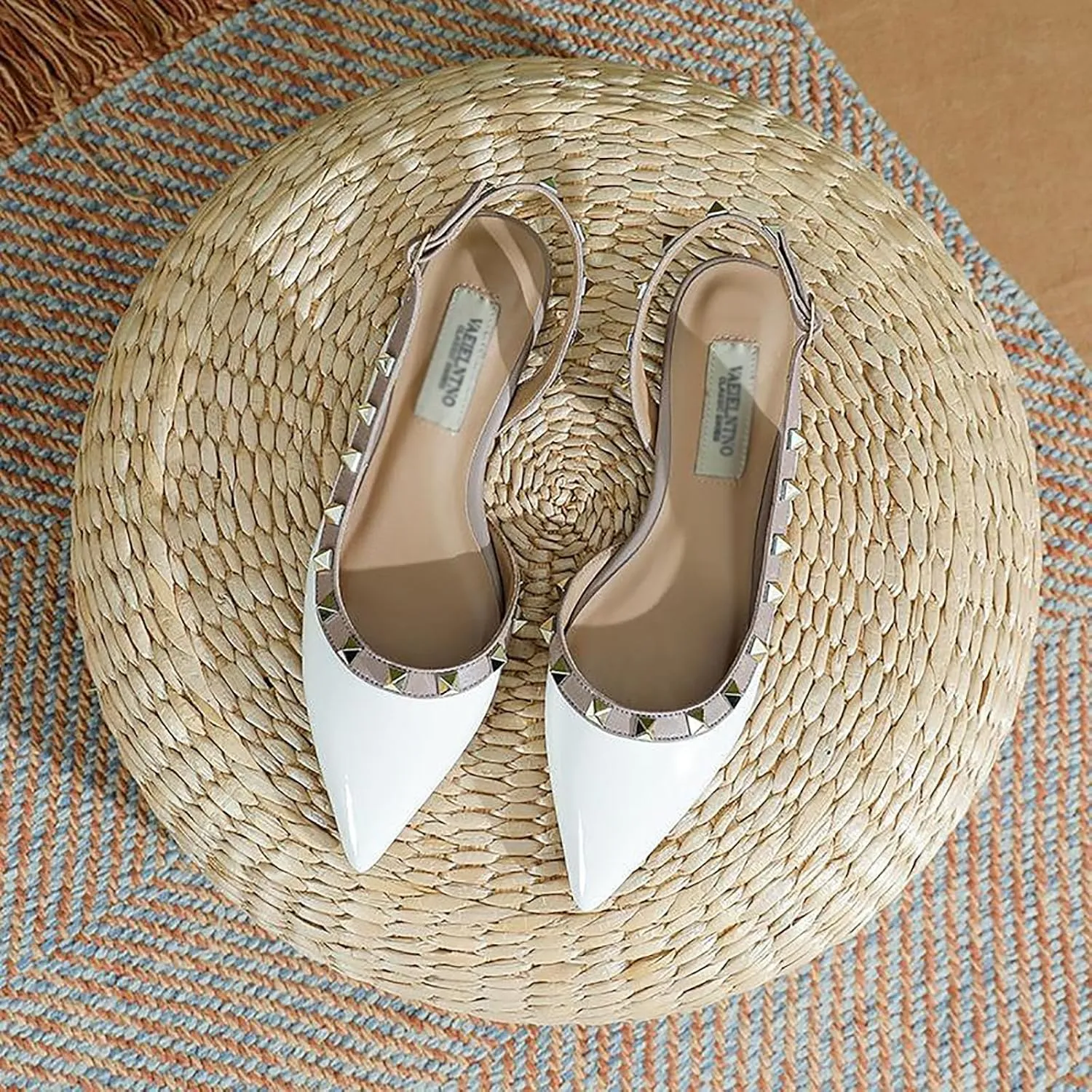 Women's Studded Closed Pointed Toe Mary Jane Flat Shoes Fashion Rivet Adjustable Buckle Comfortable Slip-on Ballet Flats Office Work Dress Shoes