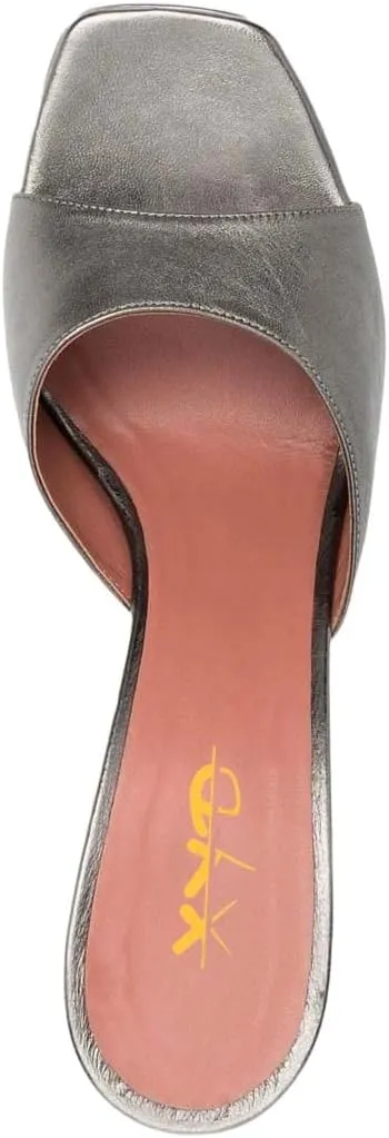 XYD Women Open Square Toe Platform Slide Sandals High Chunky Heel Slip On Mule Slippers Backless Party Event Dress Shoes