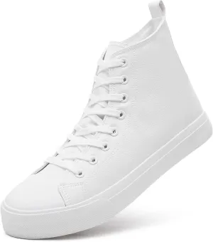 yageyan Men’s Black high top Leather Sneakers for Men lace up Casual Comfortable Shoes