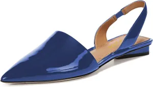 YDN Women Trendy Low Square Heel Slide Flat Sandals Closed Pointed Toe Slingback D'Orsay Slip On Comfort Walking Dress Pumps Size 4-15 US