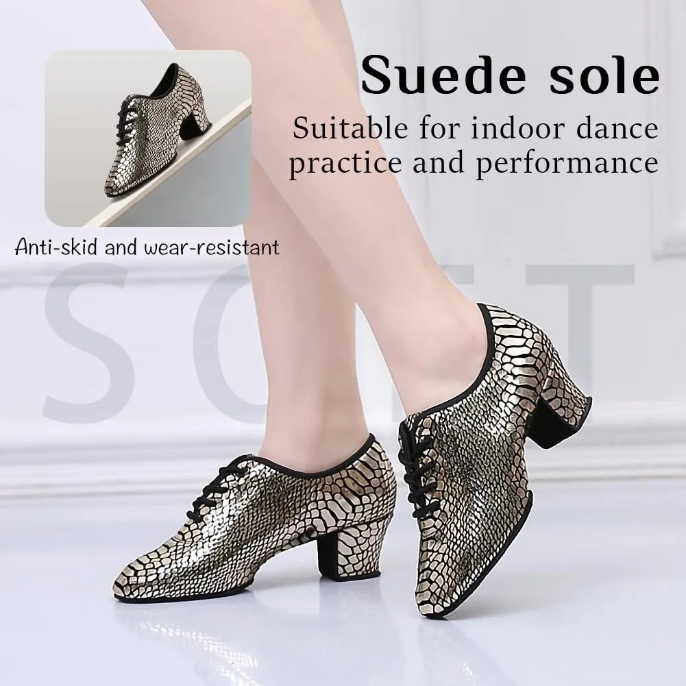 YKXLM Women Standard Practice Social Dance Sneaker Beginner Dance Practice Shoes for Women Low Heel Ballroom