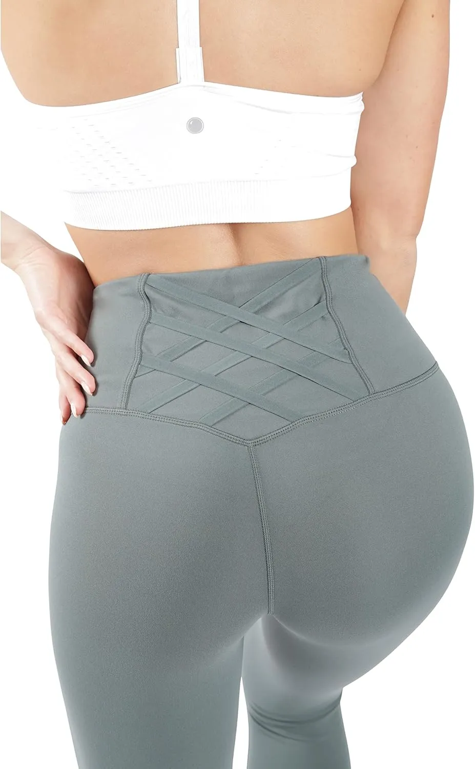 Yogalicious High Waist Squat Proof Criss Cross V-Back Ankle Length Leggings