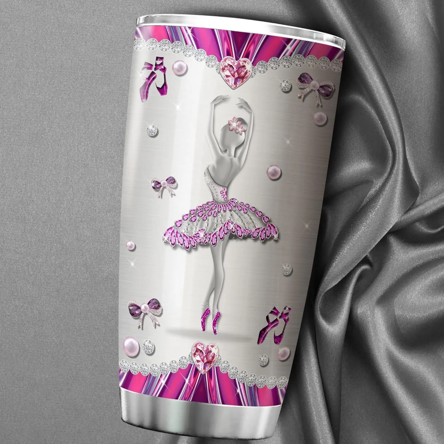 ZOXIX Dancing Tumbler With Name Stainless Steel Travel Mug 20oz Jewelry Style Ballet Dancer Gifts For Girls Birthday Present For Her Insulated Custom Coffee Cup Dance Lover Gift